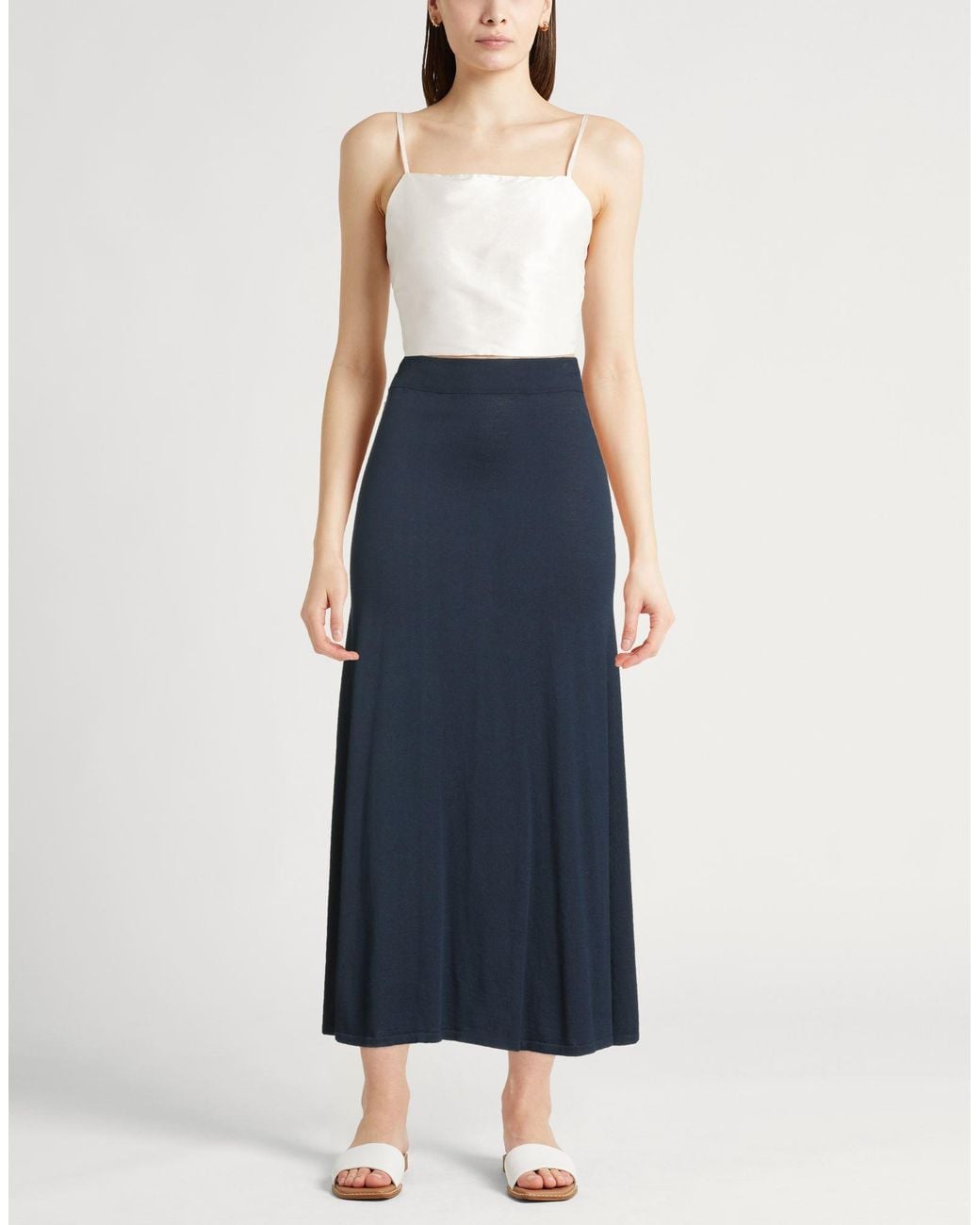 Fedeli Blue Maxi Skirt Cotton