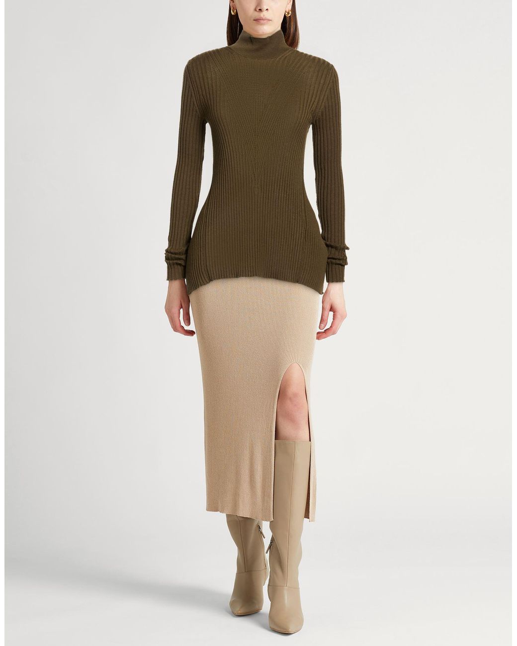 Erika Cavallini Semi Couture Green Turtleneck Virgin Wool