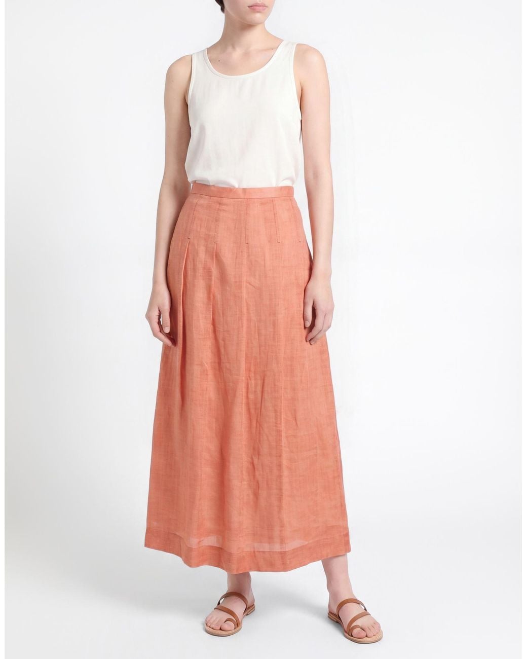 Tela Pink Coral Maxi Skirt Ramie