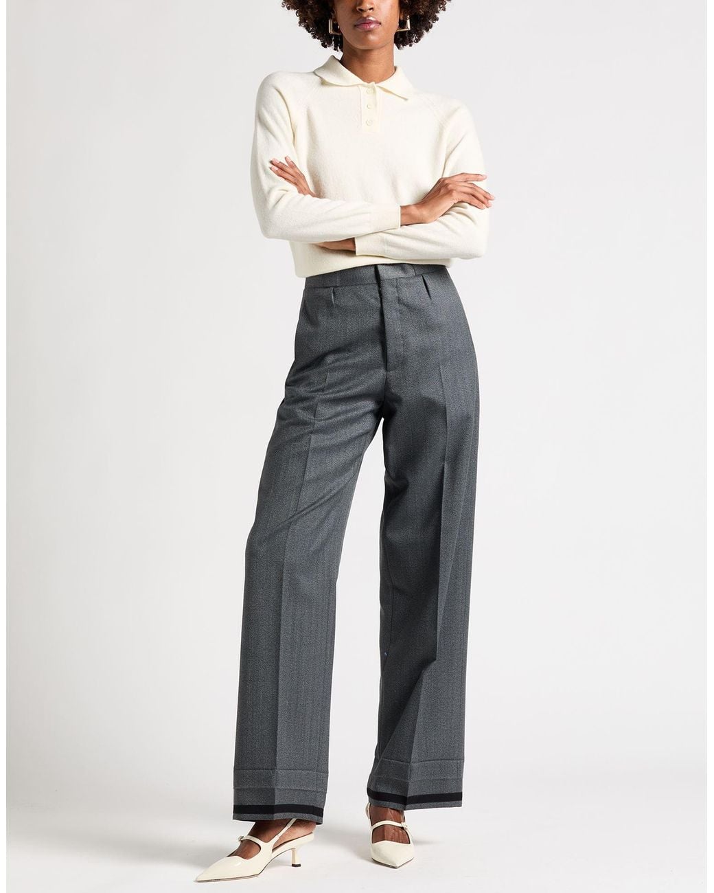 Maison Margiela Gray Pants Polyester, Wool
