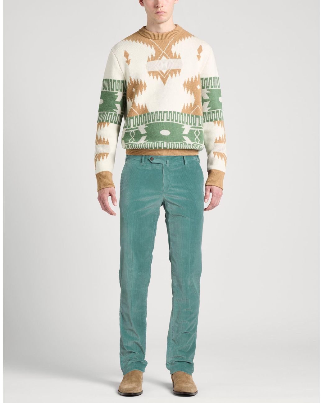 PT Torino Green Pants Cotton, Elastane for men