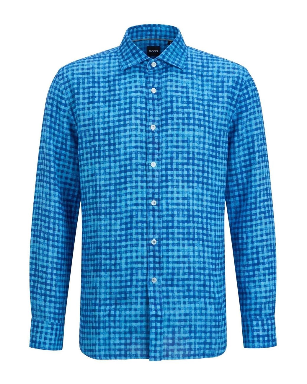120% Lino Blue Shirts for men