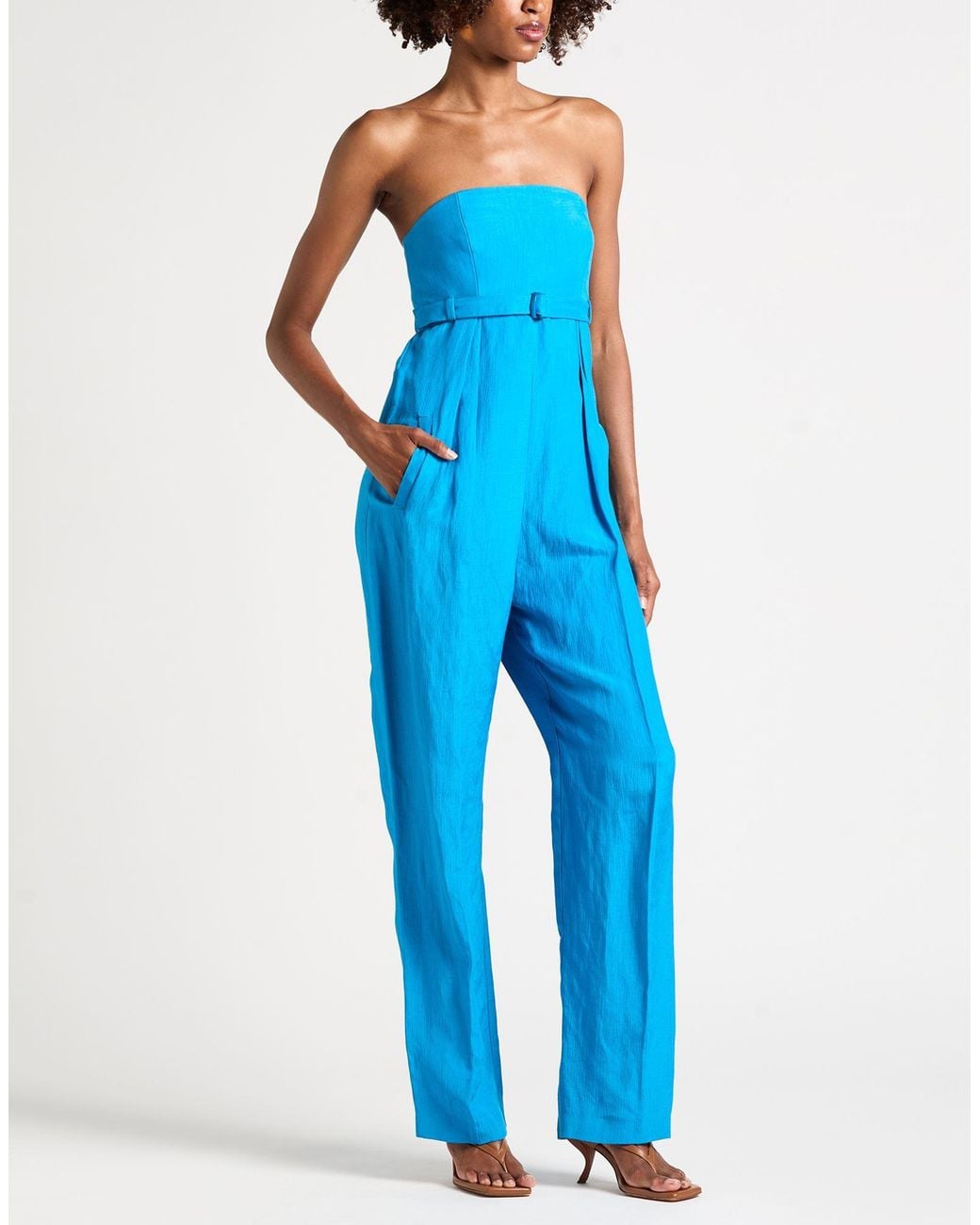 Alberta Ferretti Blue Jumpsuit Viscose, Linen, Cotton
