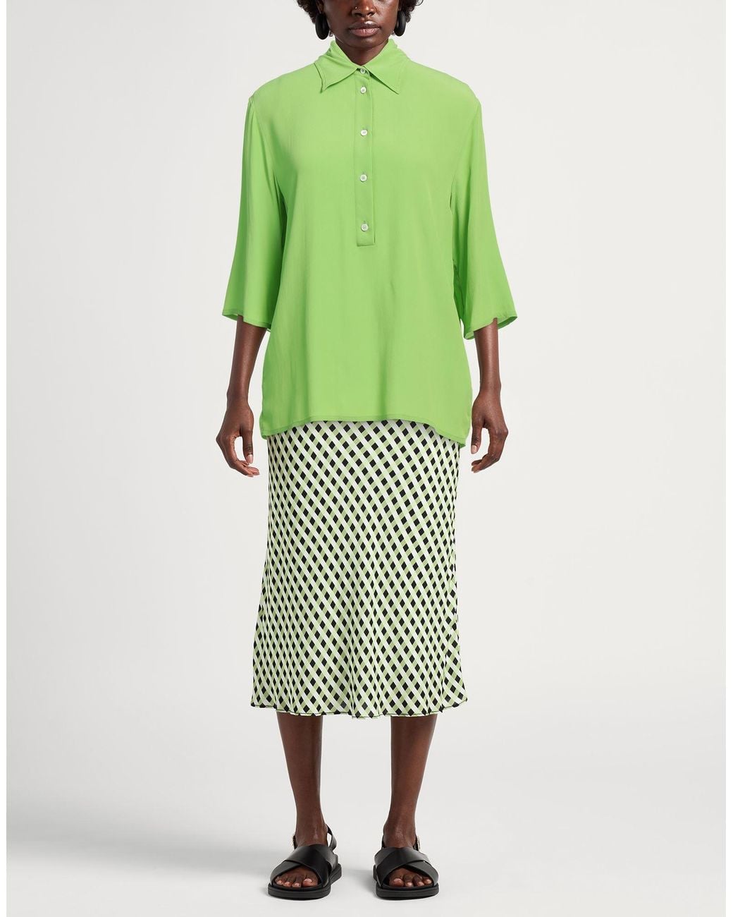 Top Glanshirt en coloris Green