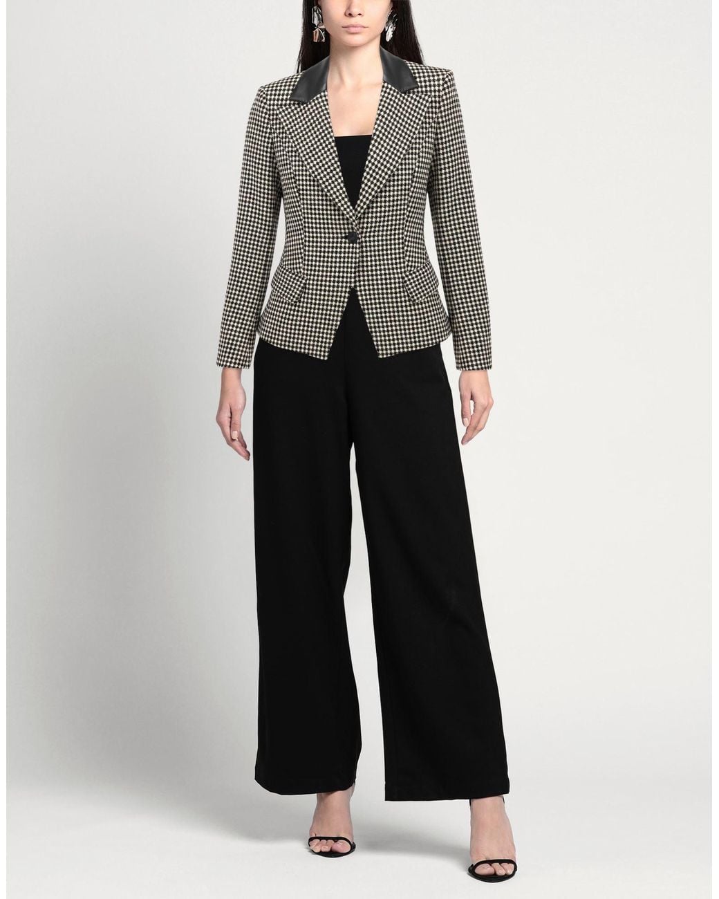 SIMONA CORSELLINI Black Blazer Polyester, Viscose, Elastane