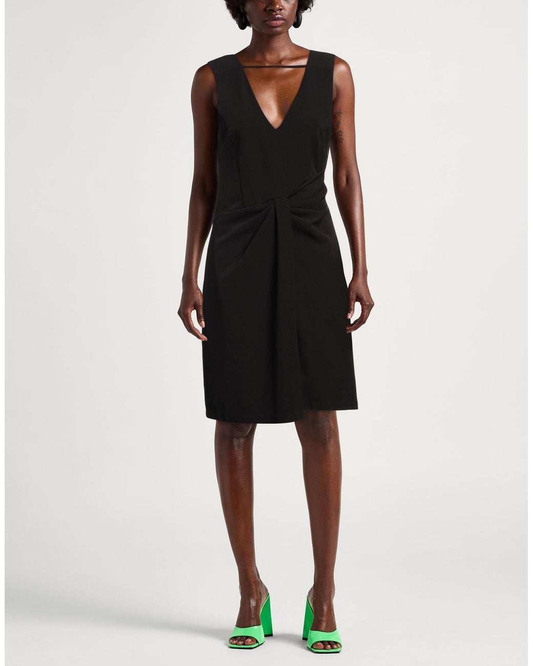 Moschino Black Flared V-Neck Crepe Mini Dress
