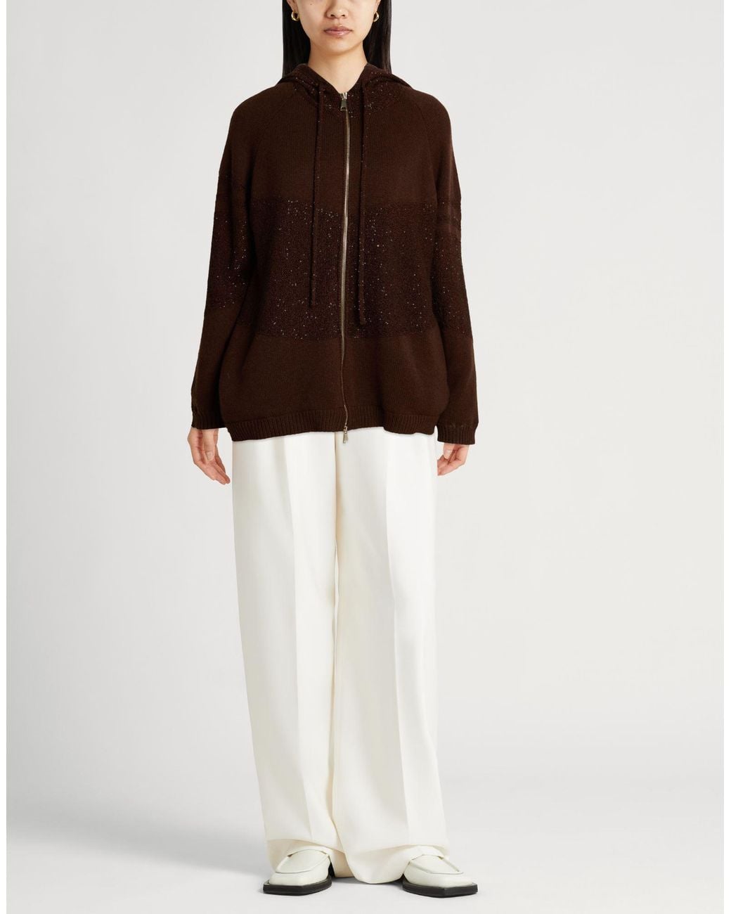 Fabiana Filippi Brown Cardigan Virgin Wool, Silk, Cashmere