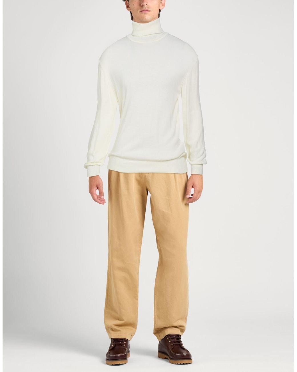 Trussardi White Turtleneck Wool for men