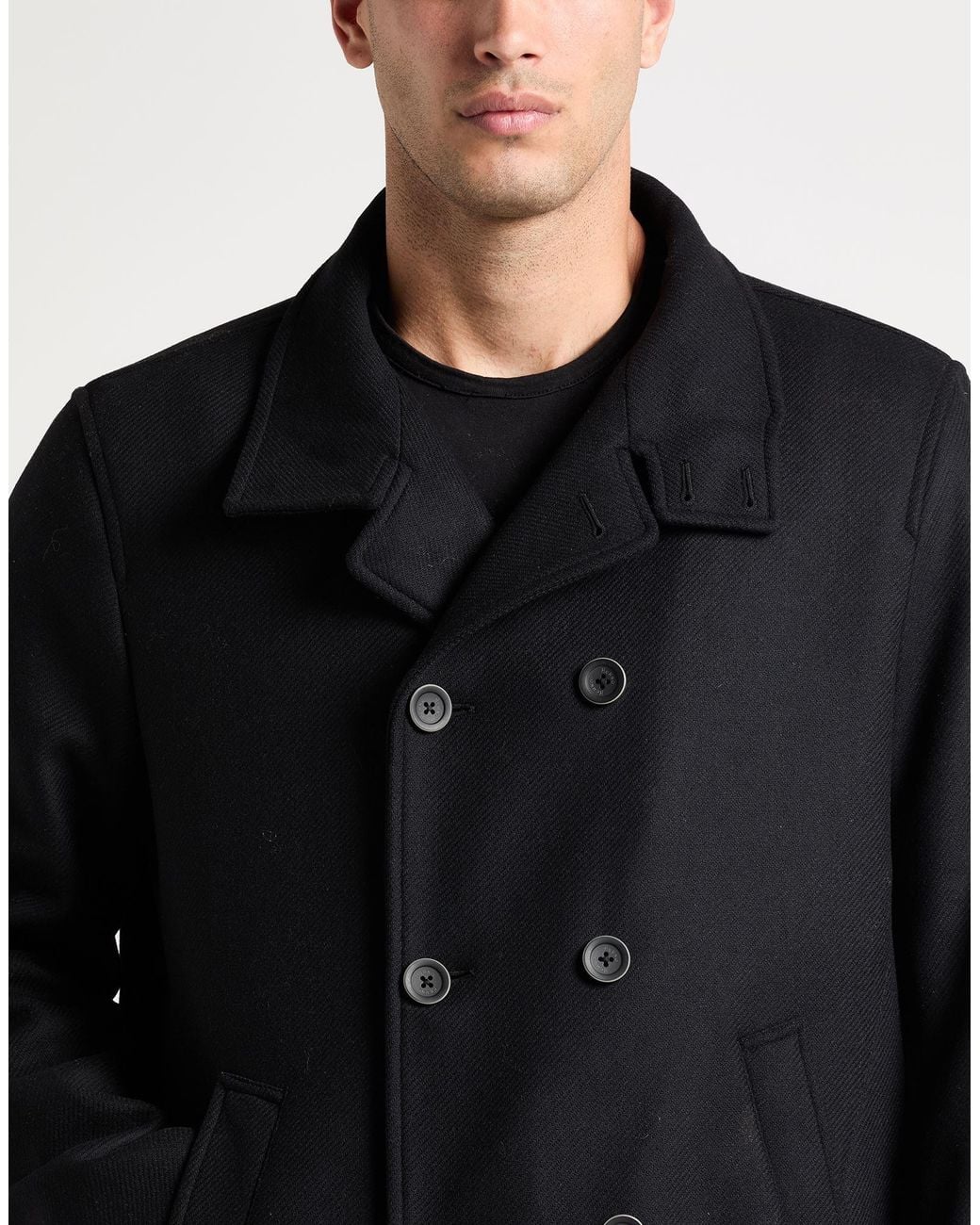 Herno Black Coat Virgin Wool, Polyamide for men
