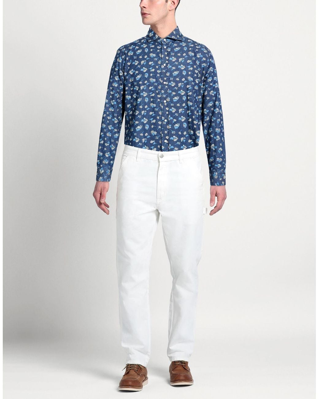 BASTONCINO Blue Denim Shirt Cotton for men