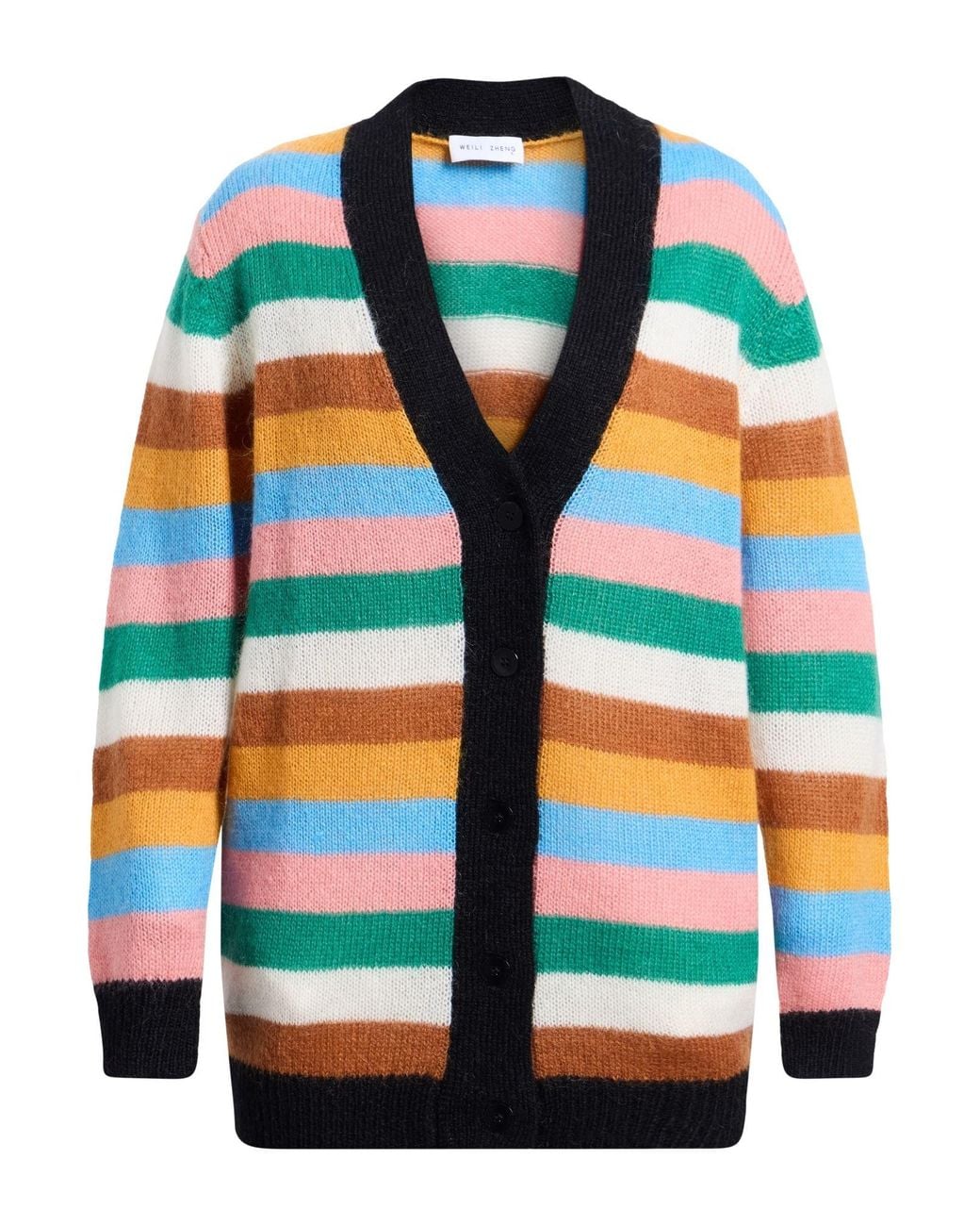 WEILI ZHENG Blue Camel Cardigan Wool, Mohair Wool, Nylon