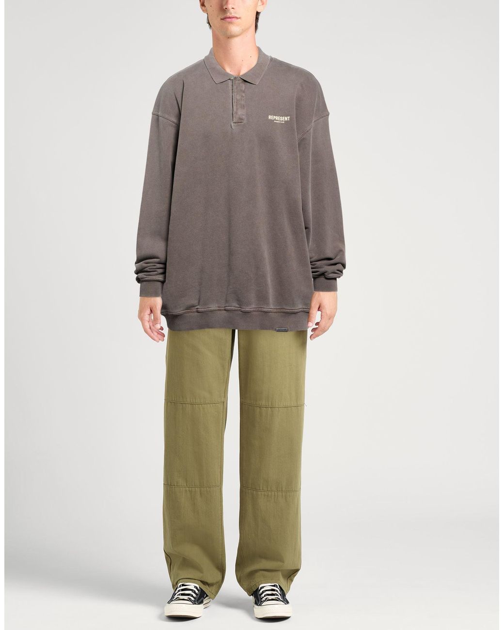 Represent Gray Taupe Sweatshirt Cotton for men