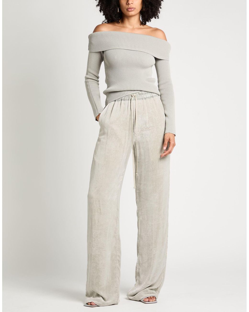 Rick Owens Gray Light Pants Viscose, Silk