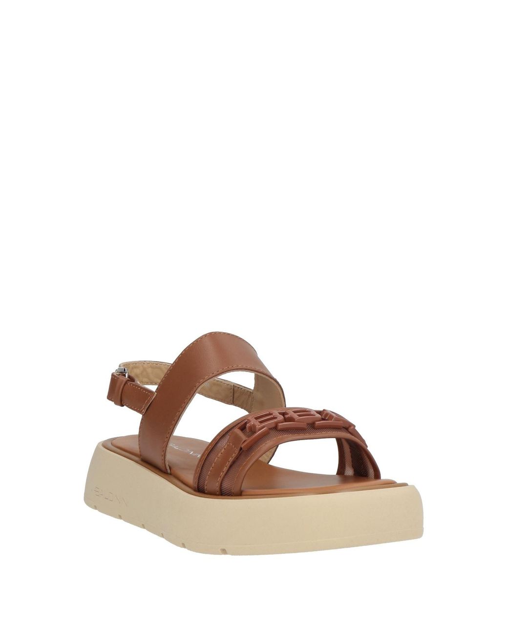 Baldinini Brown Sandals Calfskin, Textile Fibers