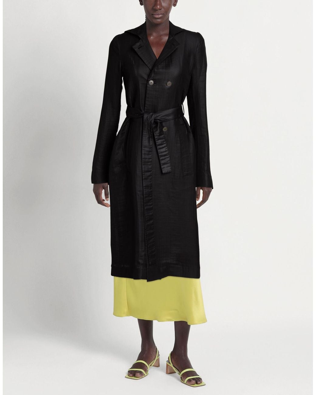 SAPIO Black Overcoat & Trench Coat Polyester