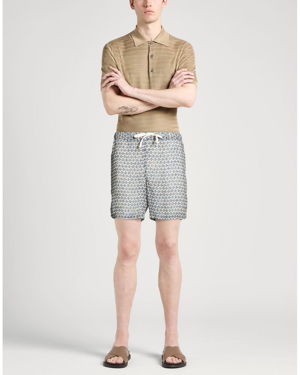 120% Lino Gray Shorts & Bermuda Shorts for men