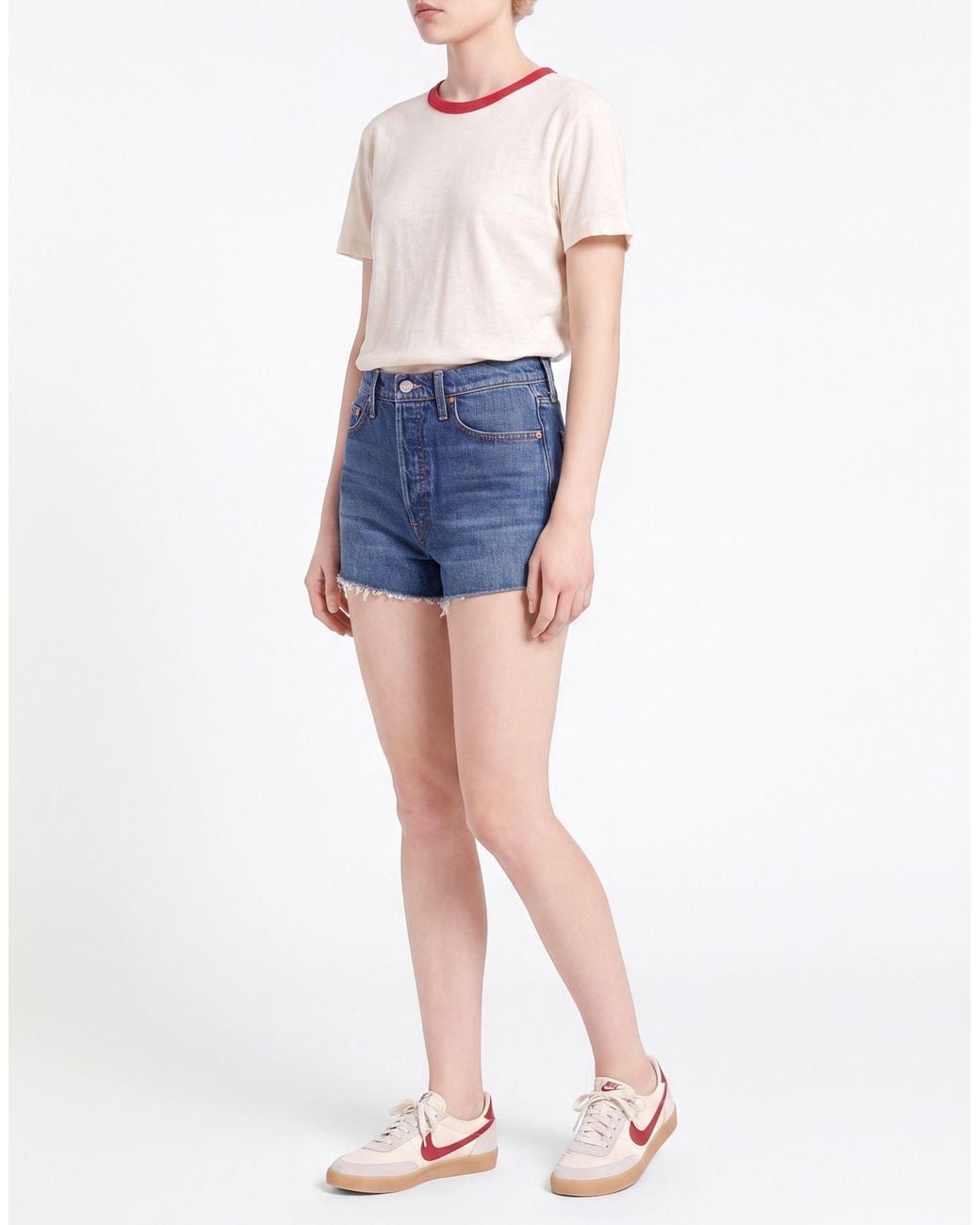 Mother Blue Denim Shorts Cotton