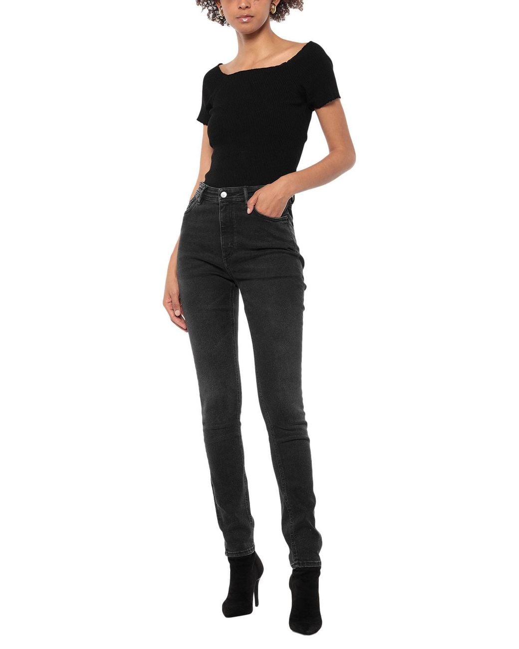 Acne Black Jeans Cotton, Polyester, Elastane