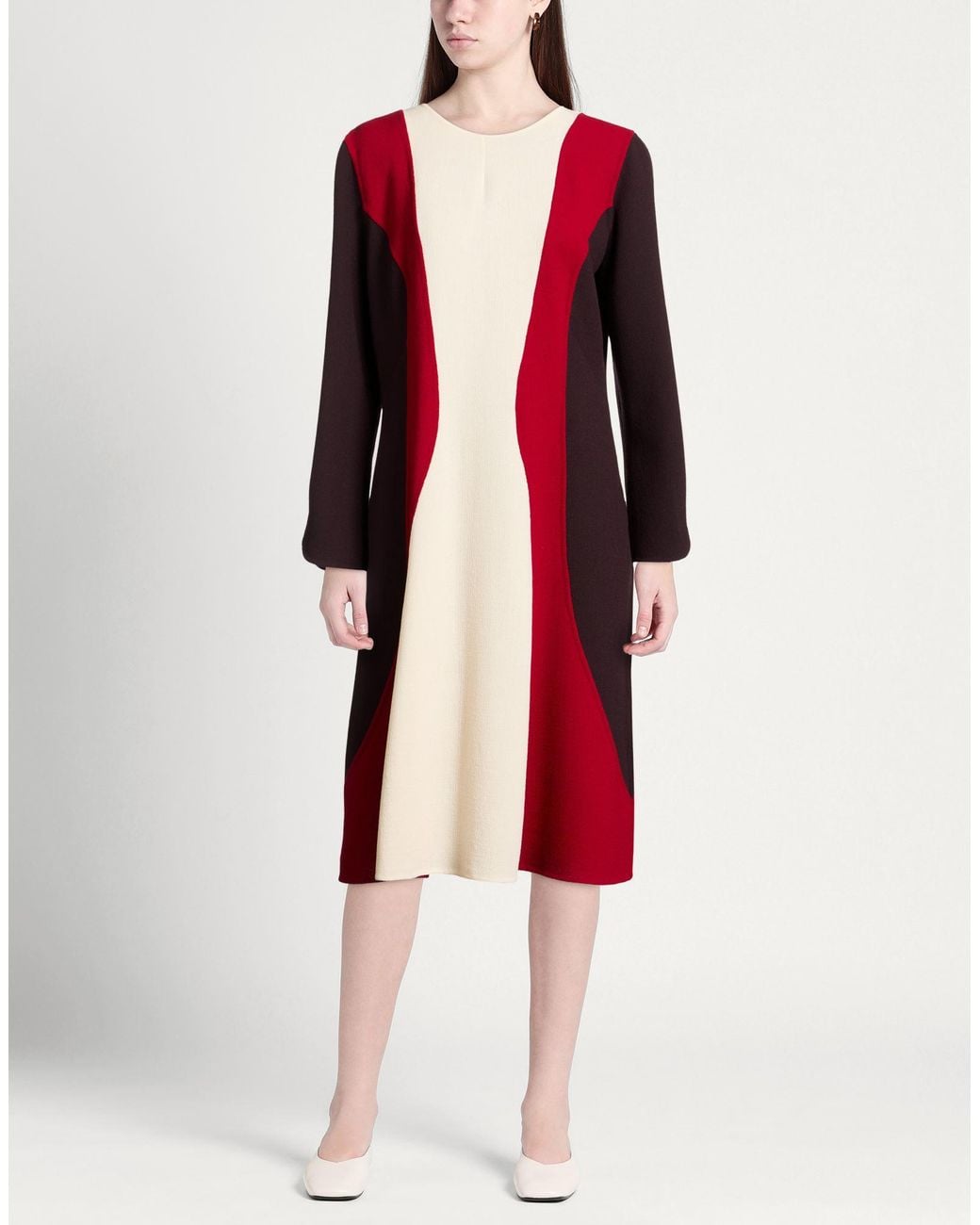 AVOLIO Milano Red Midi Dress Virgin Wool