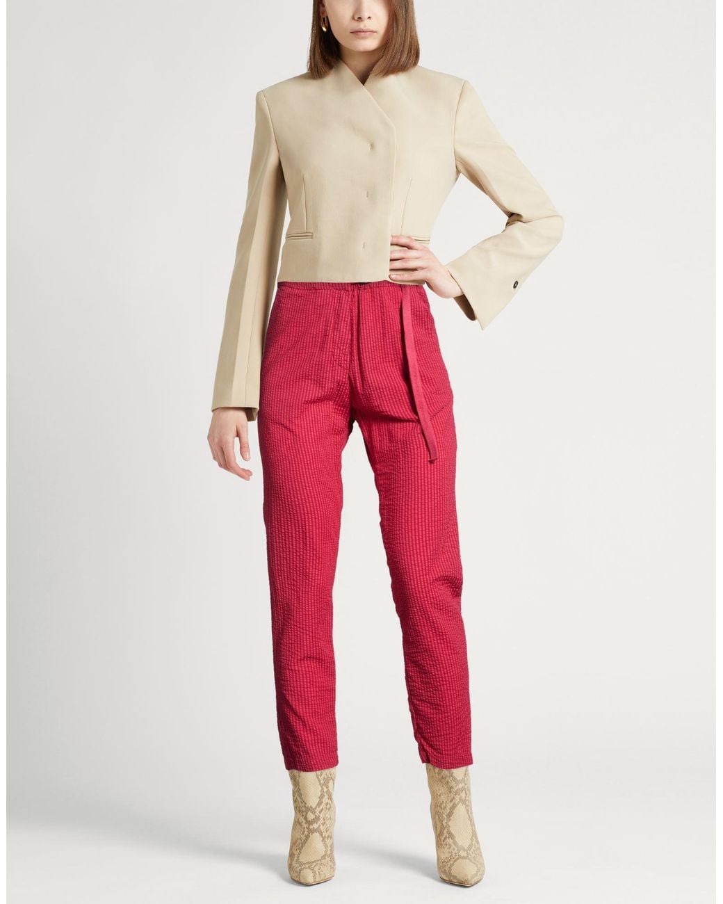 White Sand Red Pants Cotton