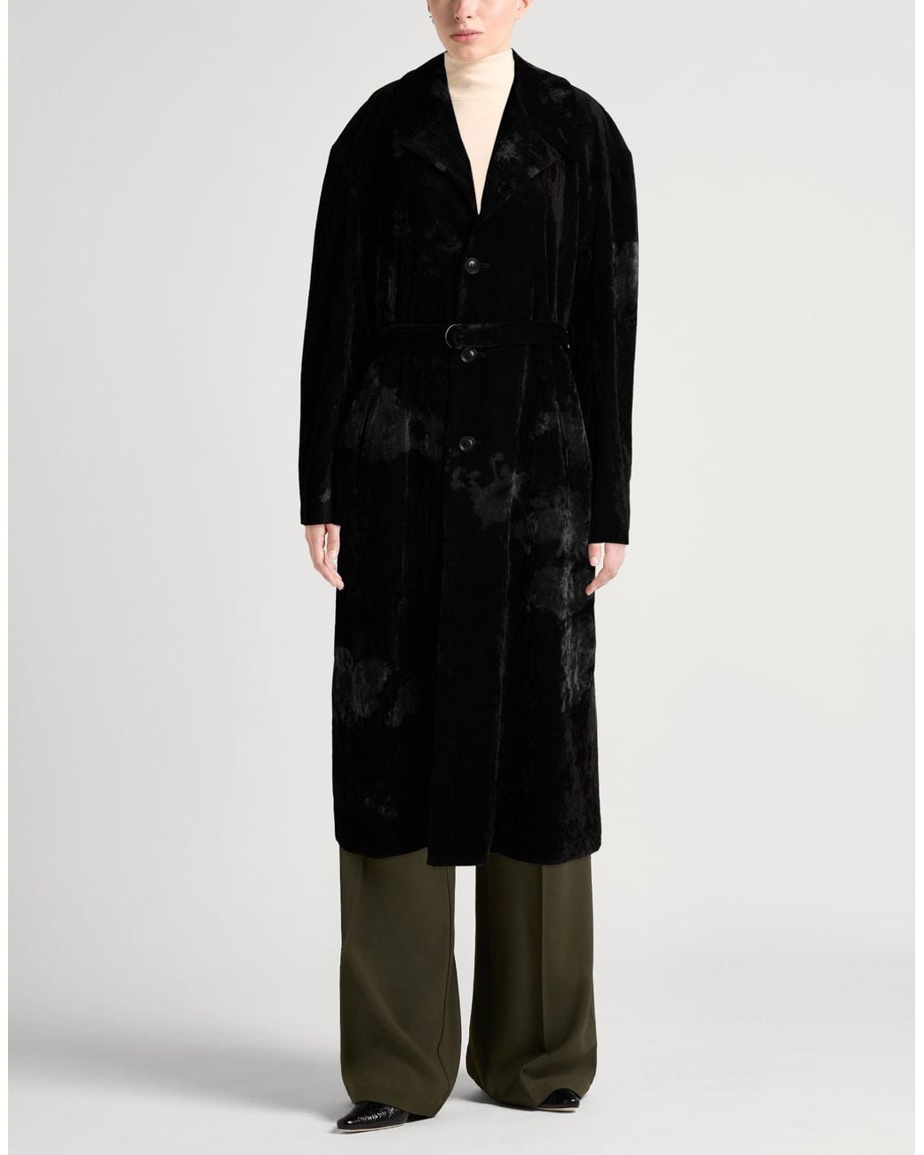 Y's Yohji Yamamoto Black Coat Rayon, Polyester, Polyurethane