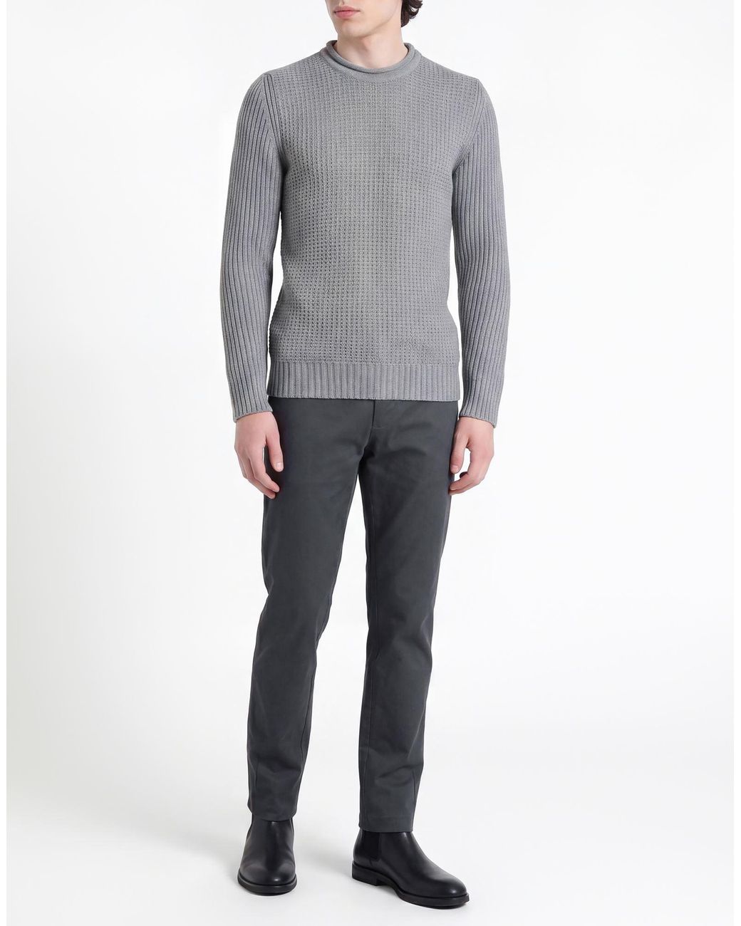 PHILOTINTO Gray Taupe Sweater Merino Wool, Acrylic for men