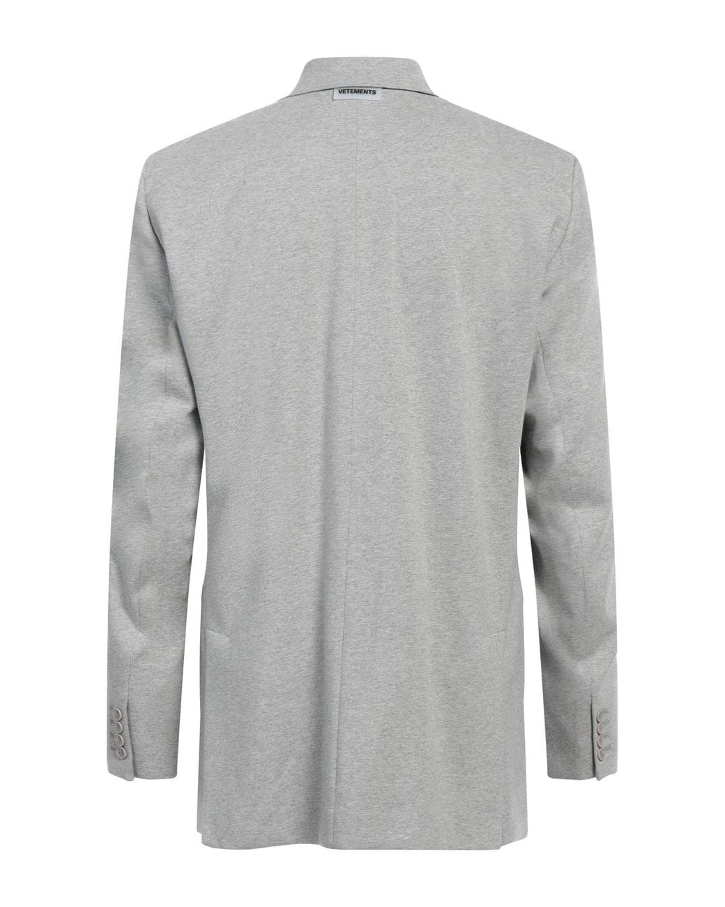 Vetements Gray Cotton Jersey Blazer with Lapel Collar for men