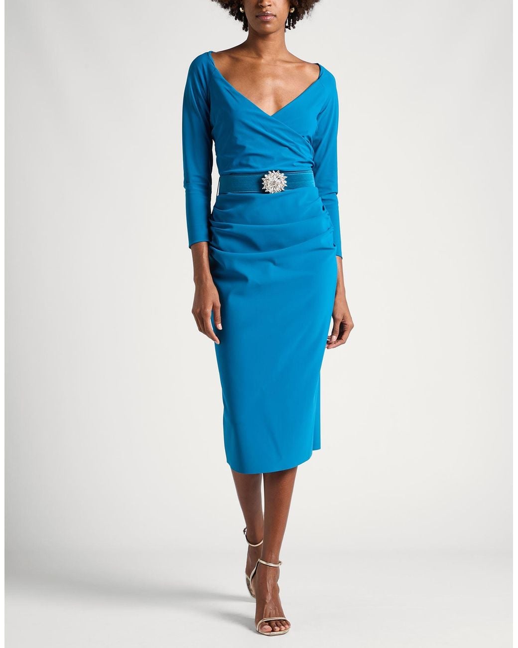 La Petite Robe Di Chiara Boni Blue Midi Dress Polyamide, Elastane