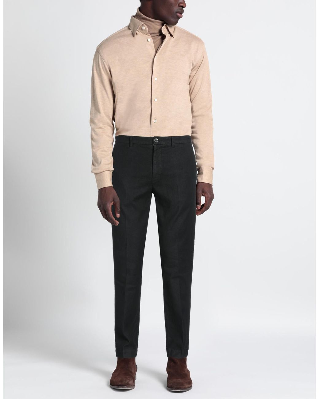 120% Lino Black Trouser for men