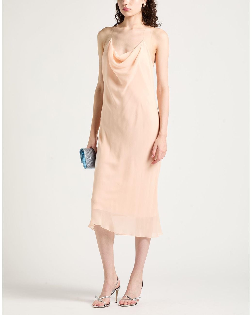Mugler Pink Midi Dress Silk