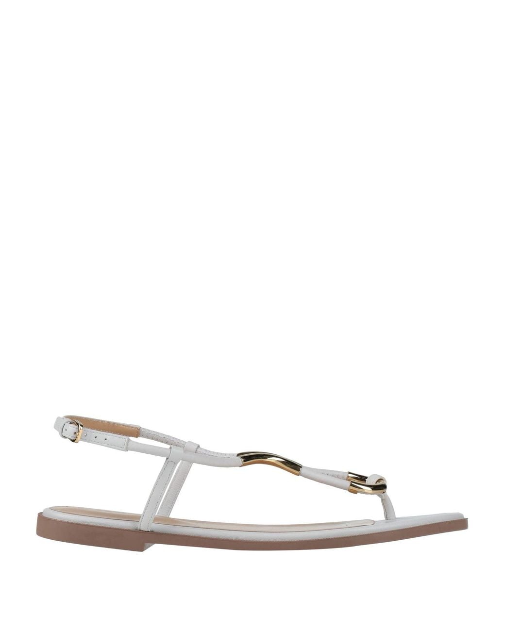 Sergio Rossi Natural Thong Sandal Leather, Metal