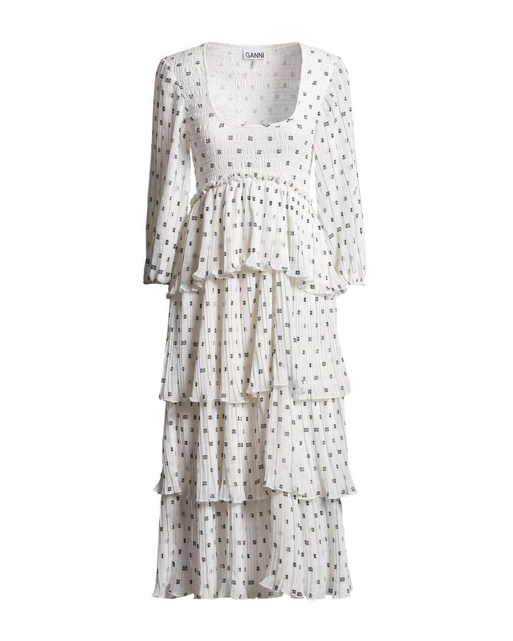 Ganni White Midi Dress