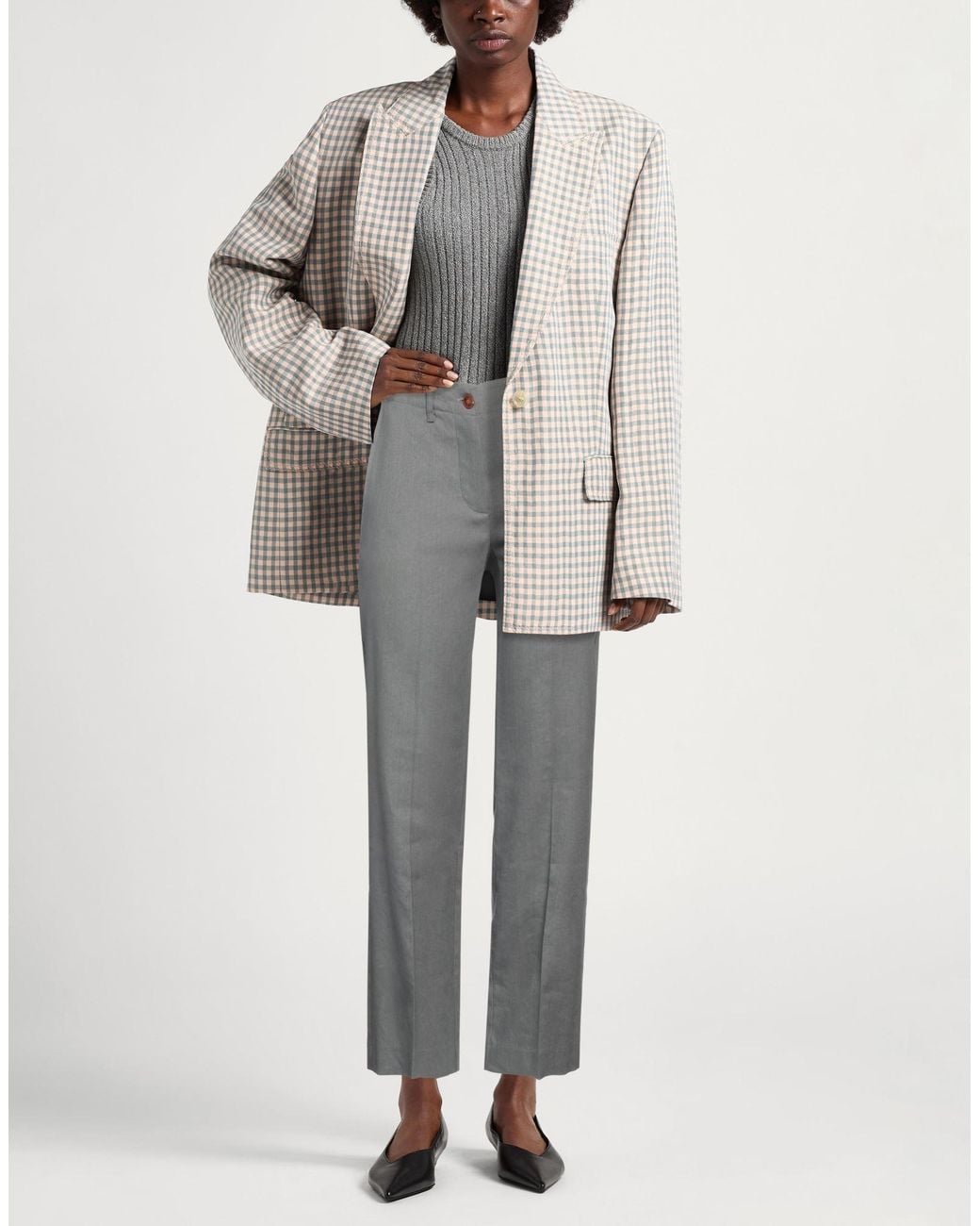 Alysi Gray Crème Pants Linen, Viscose, Elastane