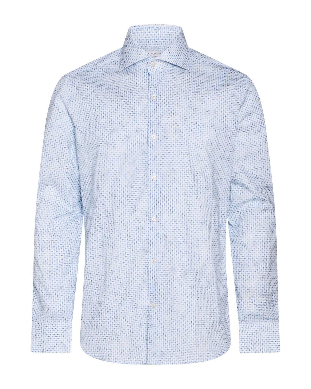 Ghirardelli Blue Shirt Cotton, Elastane for men
