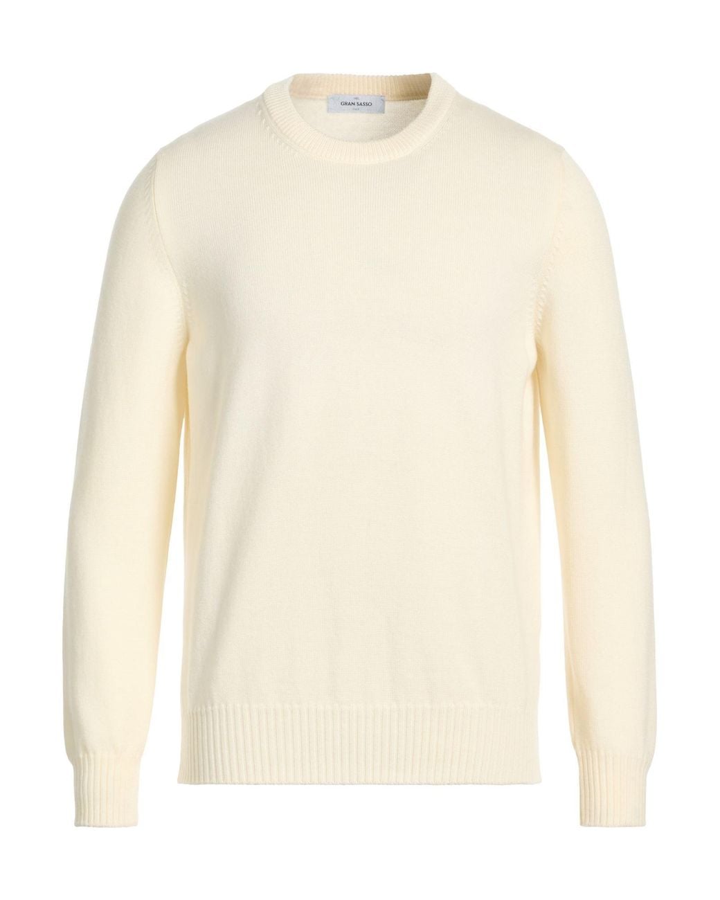 Gran Sasso White Cream Sweater Virgin Wool for men