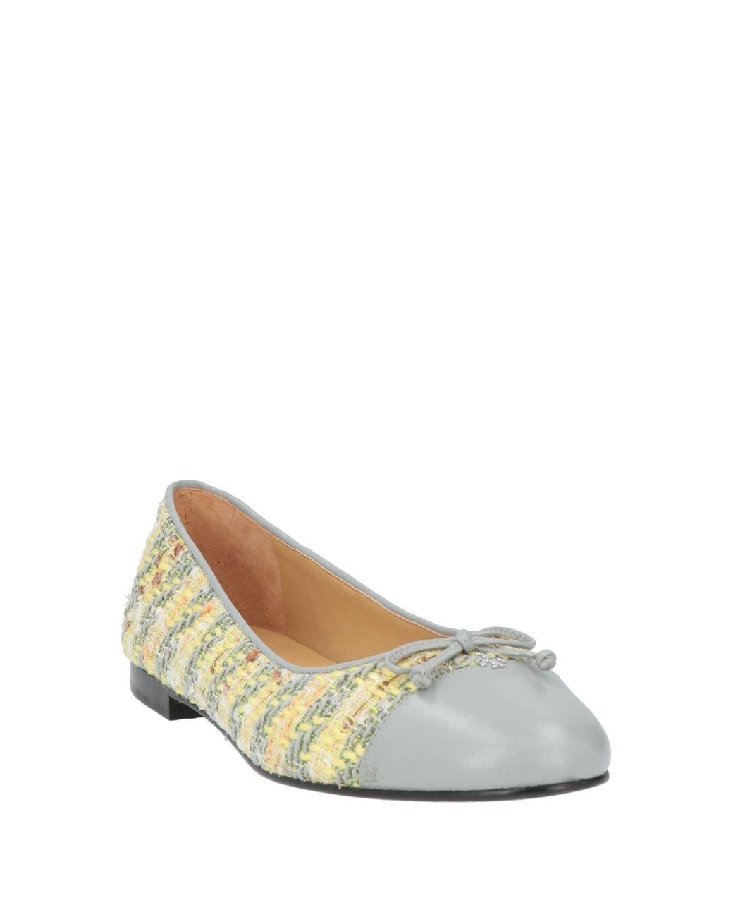 Tory Burch Natural Light Ballet Flats Textile Fibers, Goat Skin