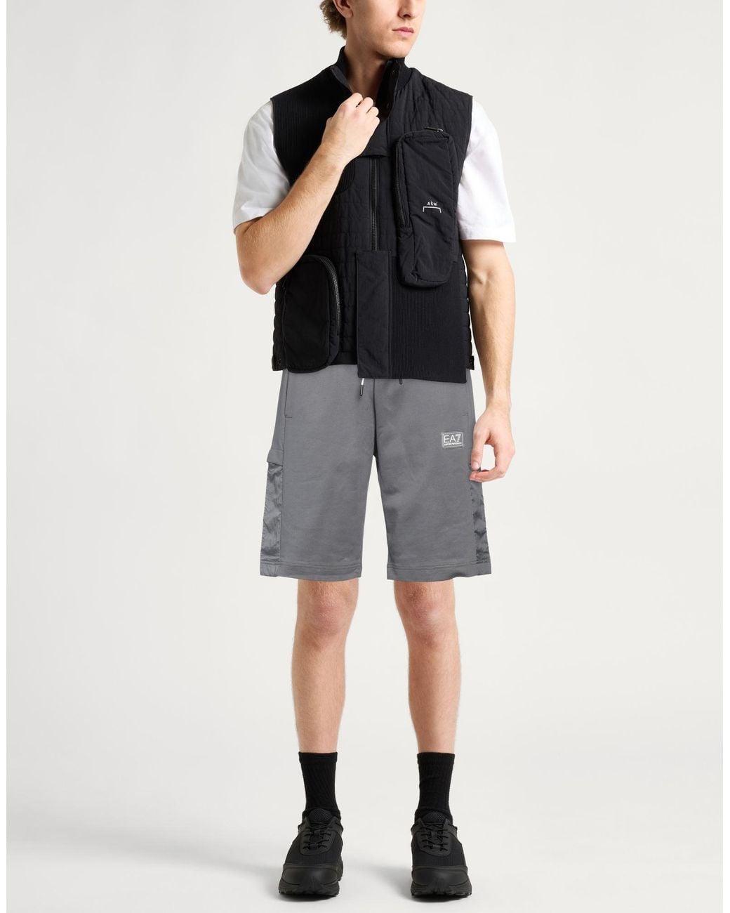 EA7 Gray Shorts & Bermuda Shorts Cotton, Polyamide for men