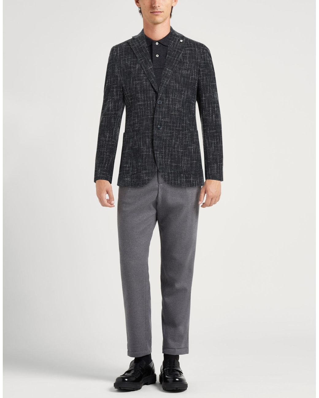 L.b.m. 1911 Black Blazer Cotton, Acrylic, Polyamide for men