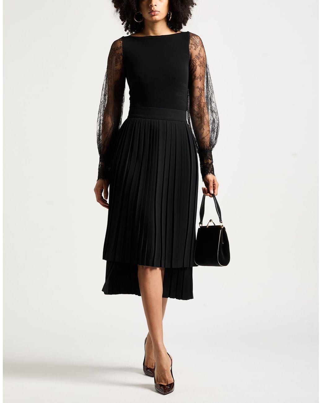 Dolce & Gabbana Black Chambray Tie-Waist Shirtdress Midi Skirt Polyester