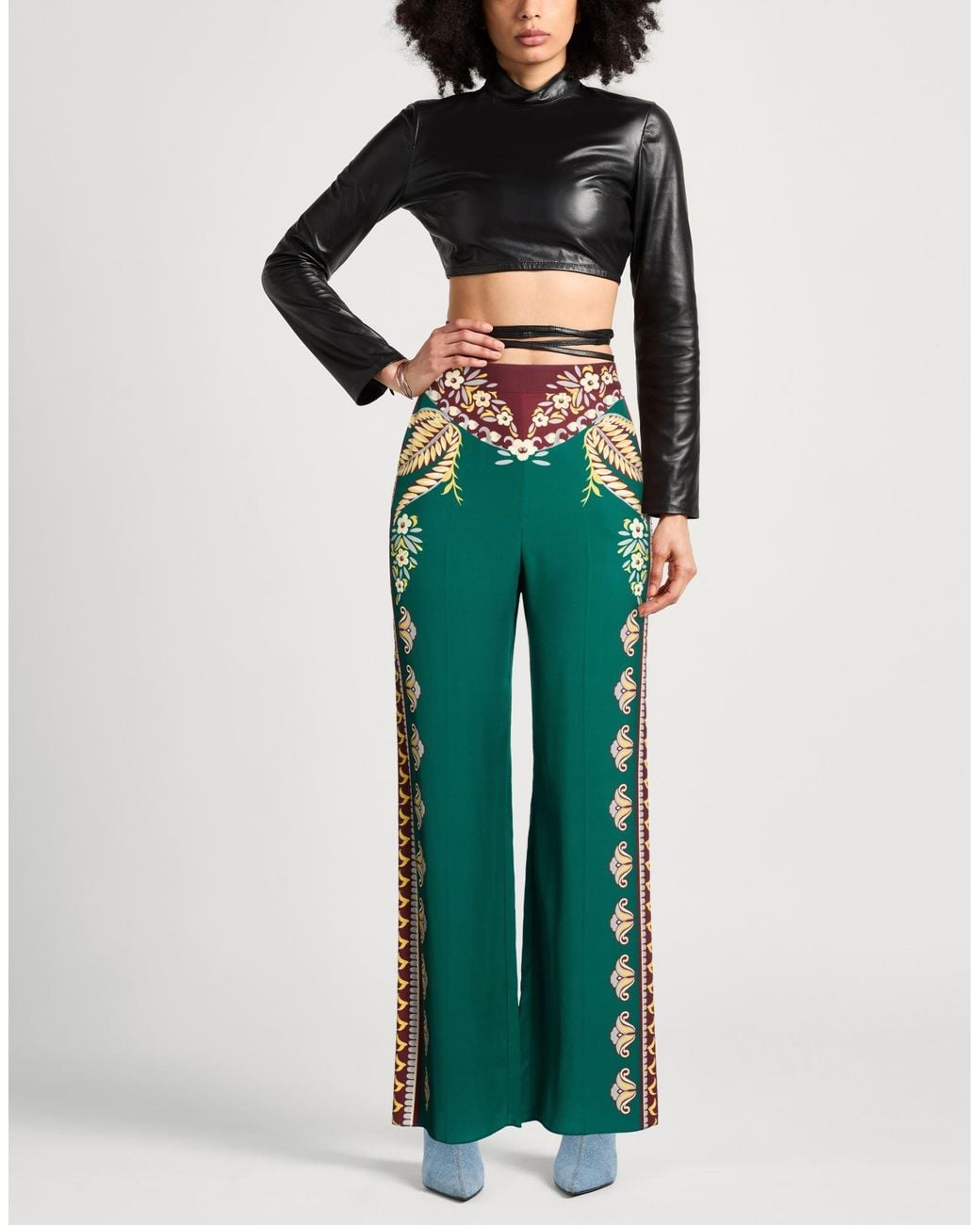 Etro Green Pants Silk