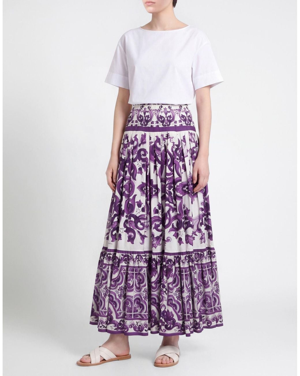 Dolce & Gabbana Purple Maxi Skirt Cotton
