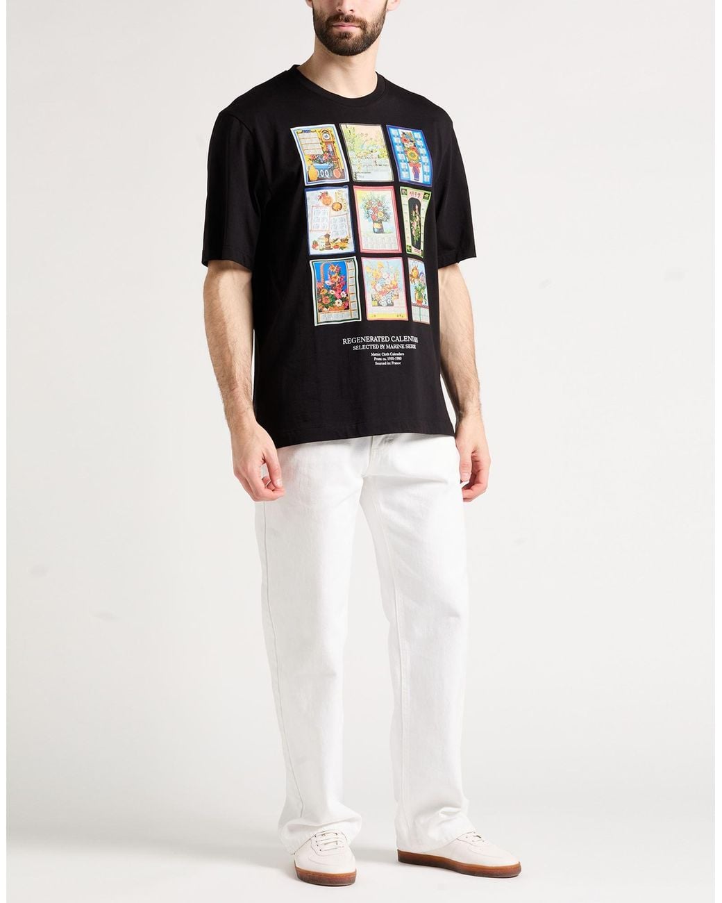 MARINE SERRE Black T-Shirt Organic Cotton for men