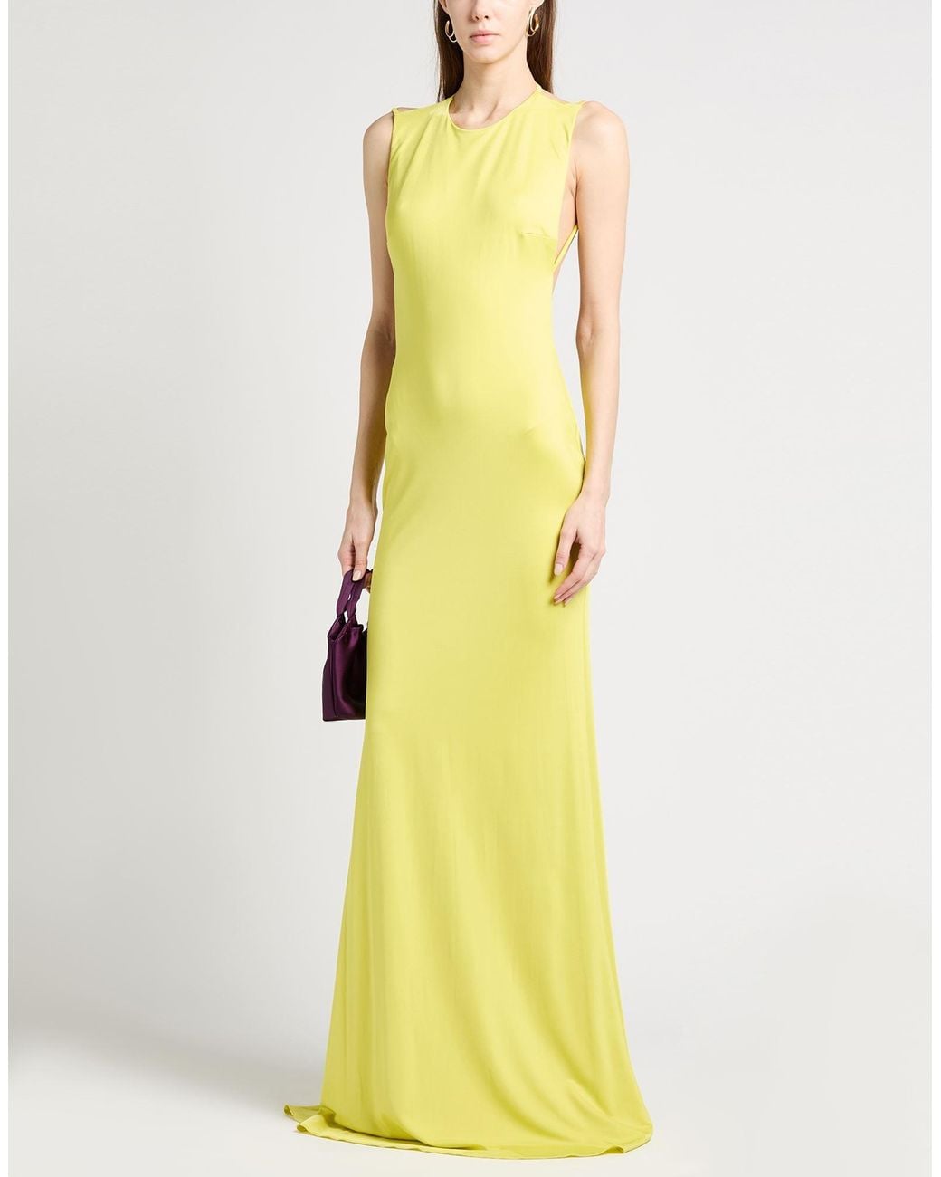 Elisabetta Franchi Yellow Maxi Dress Viscose, Elastane