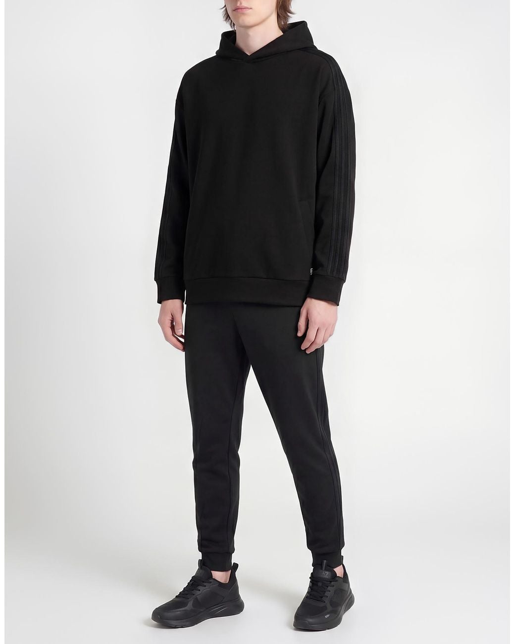 EA7 Black Sweatshirt Polyester, Modal, Elastane for men