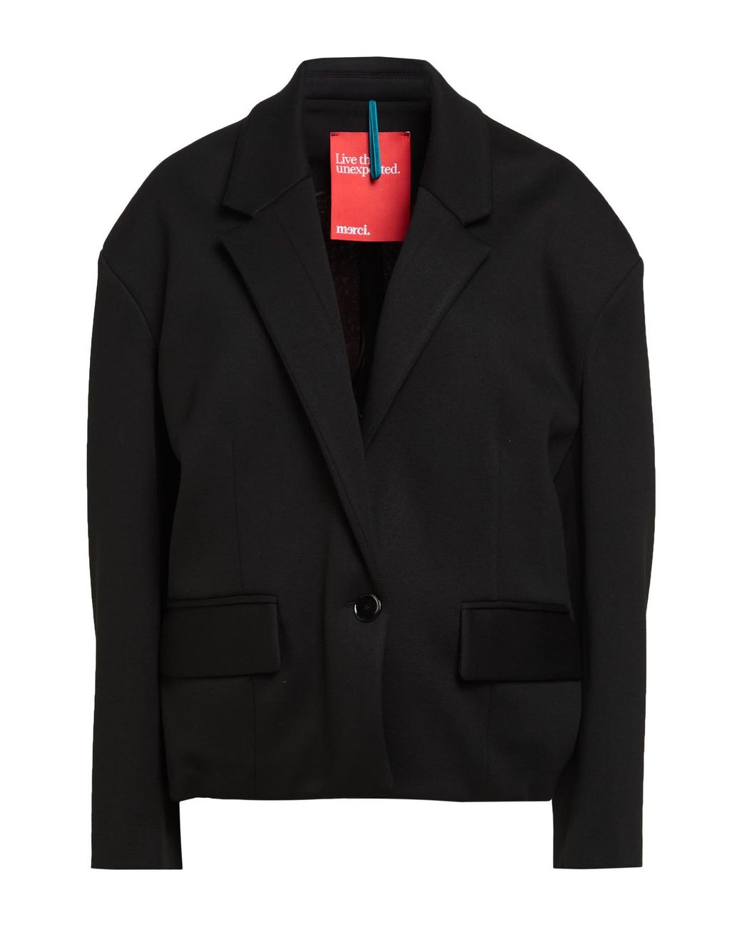 .., merci italia Black Blazer Viscose, Polyurethane