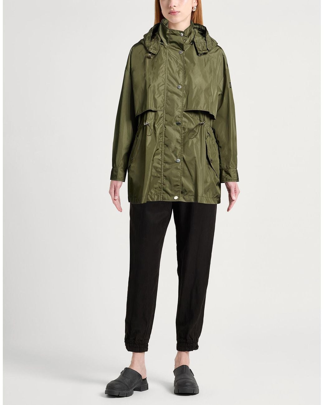 Hogan Green Military Overcoat & Trench Coat Polyamide