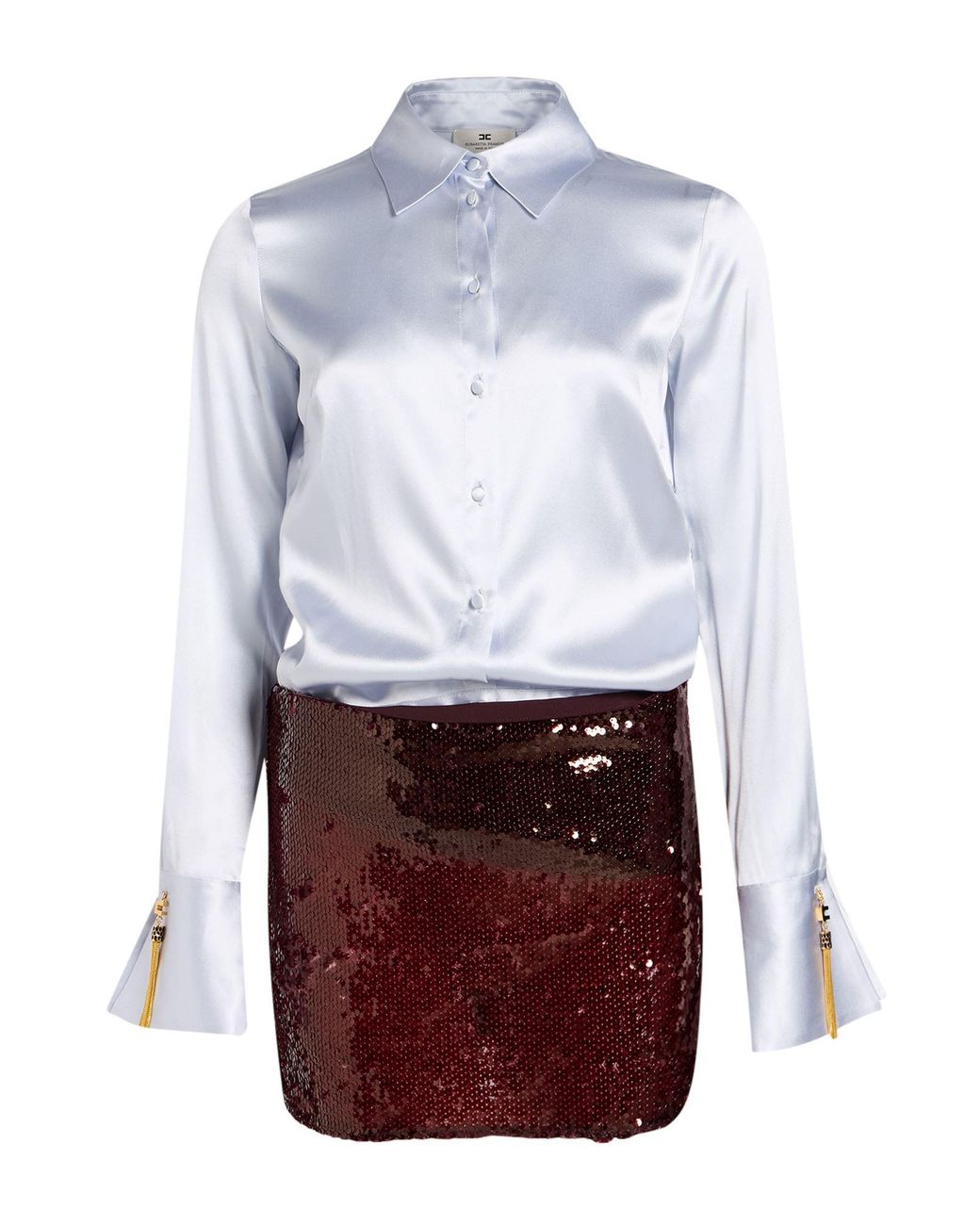 Elisabetta Franchi White Mini Dress Silk, Elastane, Polyester