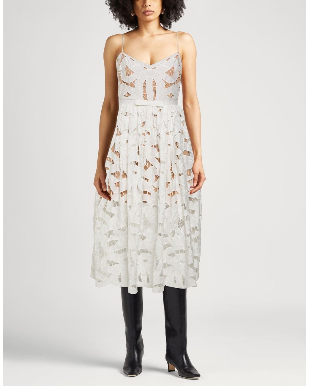 Self-Portrait White Midi Dress