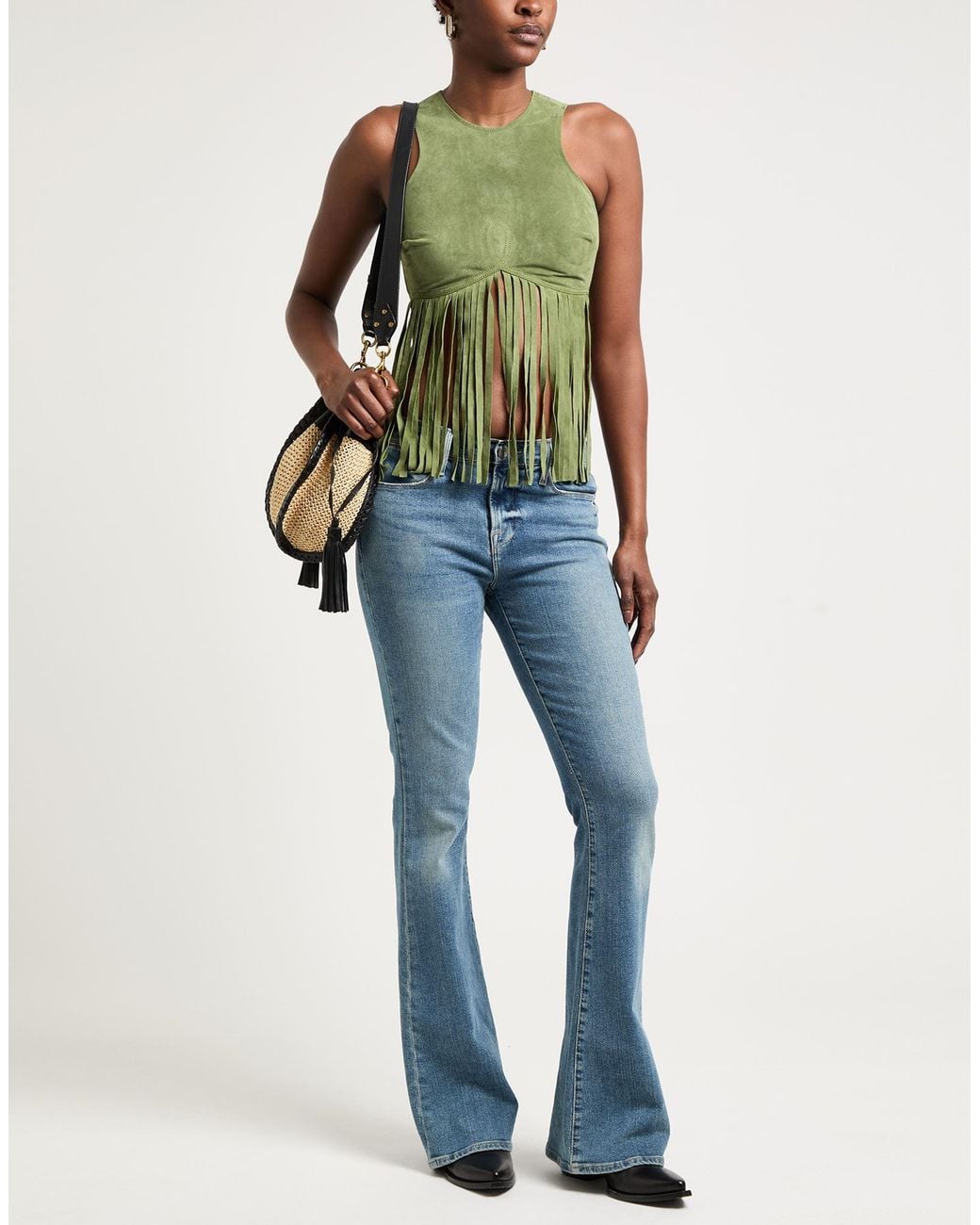 Moschino Green Top Leather