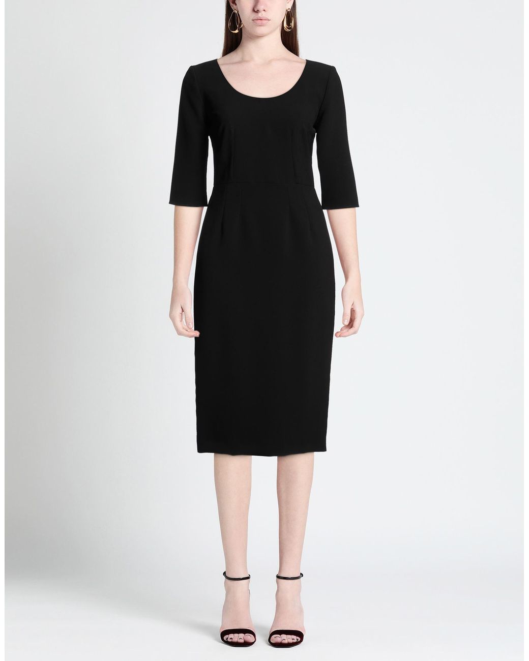 RUE DU BAC Black Midi Dress Polyester, Elastane